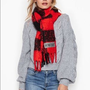 Victoria's Secret Scarlet / Black Checked Scarf